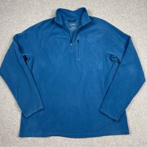 LL Bean Sweatshirt Mens L Fleece Quarter Zip Pullover Sweater Lightweight Blue